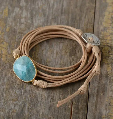 Amazonite Leather Wrap Bracelet-Your Soul Place
